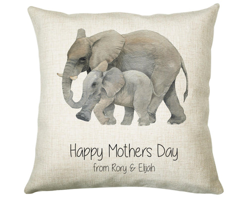 Personalised Elephant Mothers Day Mum Cushion Gift - Safari Theme Throw Pillow From Kids Son Daughter Girl Boy Mummy Mother CS128