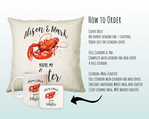 Personalised 2nd Anniversary Cushion Gift - You're My Lobster Cushion - Wedding Anniversary Friends Throw Pillow Gift For Him Her Gift CS116