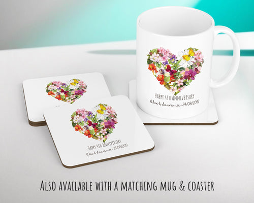 Personalised 4th Flower Anniversary Gift Cushion 4 Years Custom Design Gift Valentines Present - Wedding Cushion Pillow Gift CS374