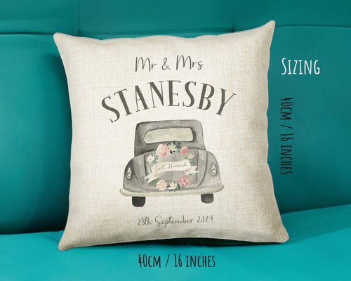 Personalised Just Married Cushion Wedding Gift Printed Name Design - Cushion Throw Pillow Gift For Newly Married Couple Wedding Gift CS373