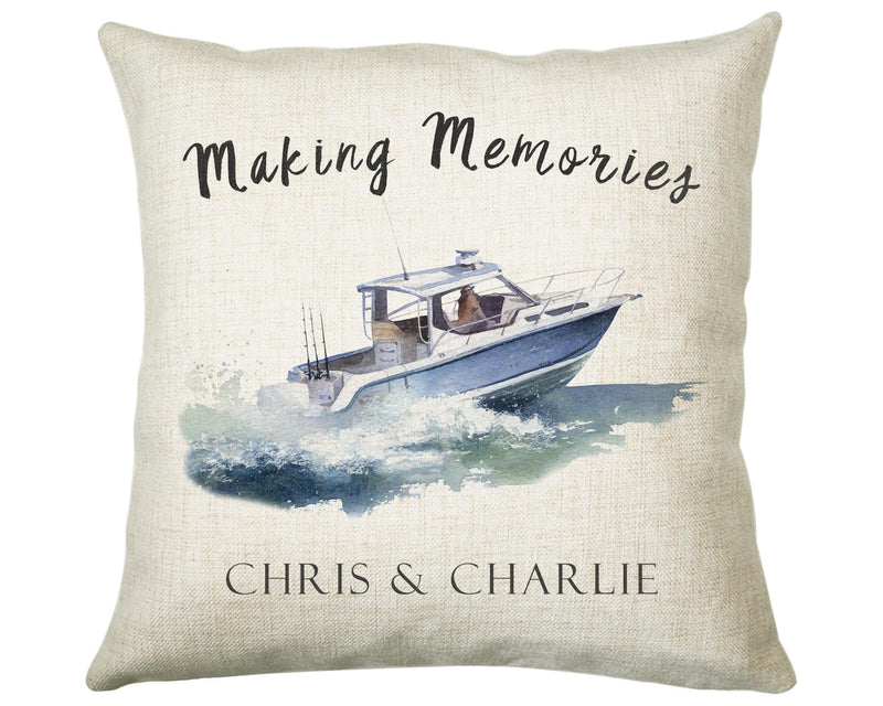 Personalised Boat Cushion Gift Making Memories Printed Name Watercolour Design Cushion Throw Pillow Gift For Him Her Christmas Gift CS370