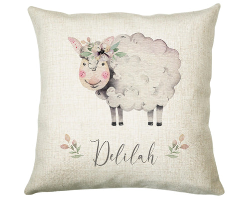 Personalised Sheep Cushion Gift Printed Name Design - Pillow Gift For Girls Boys Nursery Bedroom Farm Animal Decor Birthday Gift CS283