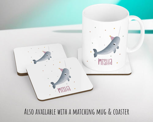 Personalised Narwhal Cushion Girls Boys Gift Printed Name Design - Custom Pillow For Girls Boys Nursery Bedroom Decor Gift CS276