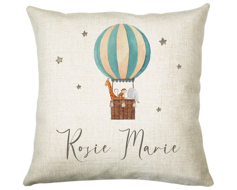 Personalised Baby Cushion New Baby Gift Hot Air Balloon Printed Name Design - Pillow Gift For Girls Boys Nursery Bedroom Decor Gift CS245
