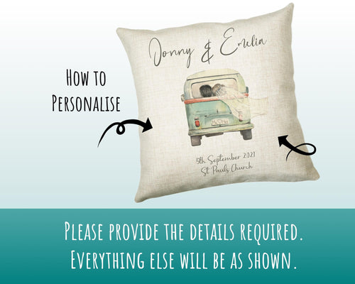 Personalised Just Married Cushion Wedding Gift Printed Name Design - Cushion Pillow Gift For Newly Married Couple Wedding Anniversary CS226