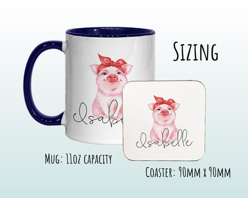 Personalised Hipster Pig Coffee Mug MGZ067