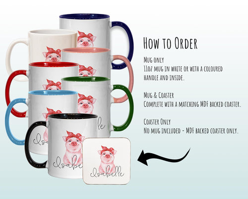 Personalised Hipster Pig Coffee Mug MGZ067