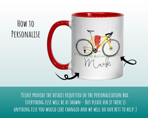 Personalised Cycling Gift Mug - Great Gift for Cyclists - Bike Mug - Cycling Gifts for Men - Road Bicycle Bike Biker Design MGZ311