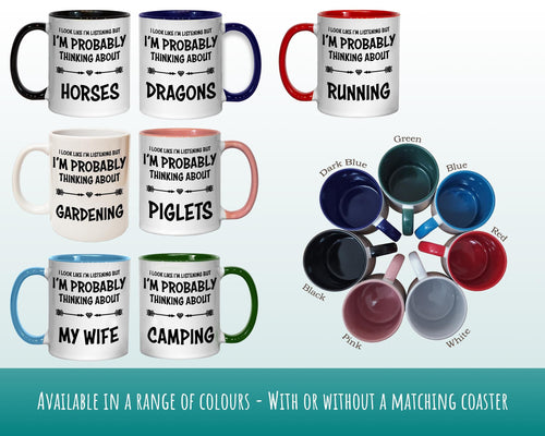 I'm Probably Thinking About Cars Mug Gift 11oz Coffee Mug Gift Idea For Car Enthusiast Racing Team Sport Motorsports For Him Her MG0295