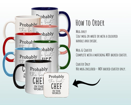 Probably The Best Chef In The World 11oz Coffee Mug Tea Gift Idea For Restaurant Kitchen Staff Worker Cooking Cook Sous Head Chef MG0423