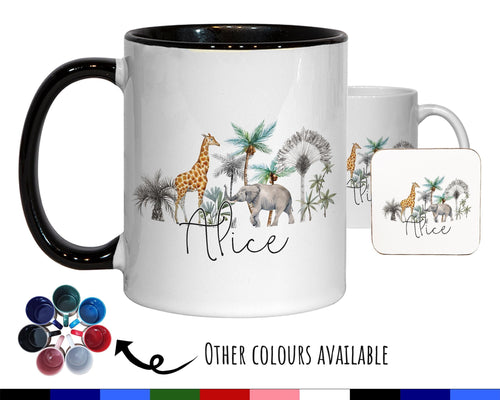 Personalised Giraffe Elephant Coffee Mug MGZ181