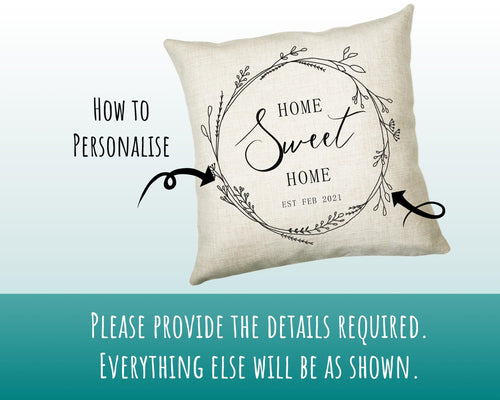 Personalised New Home Décor Cushion House Gift Design For First Home Buyers Family Home Gift CS227