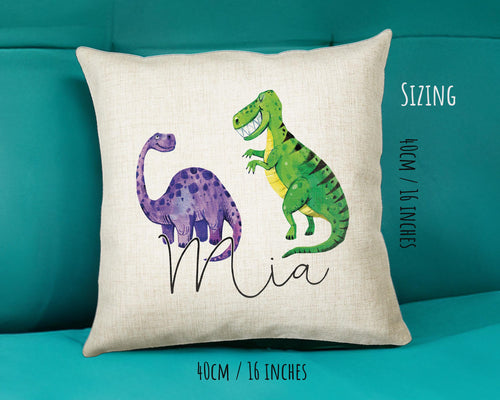 Personalised Dinosaur Cushion Gift Printed Name Design - Cushion Throw Pillow Gift For Boy Girl Kids Bedroom Birthday Christmas Gift CS165