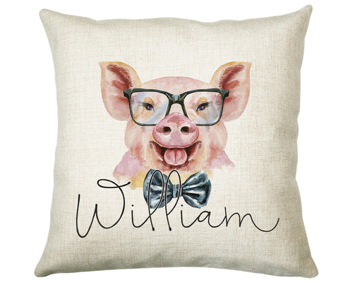Personalised Hipster Pig Cushion Gift Printed Name Design - Cushion Throw Pillow Gift For Mum Friend Bedroom Birthday Christmas Gift CS144