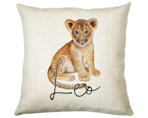 Personalised Lion Cub Cushion Gift Printed Name Design - Cushion Throw Pillow Gift For Mum Dad Friend Bedroom Birthday Christmas Gift CS075