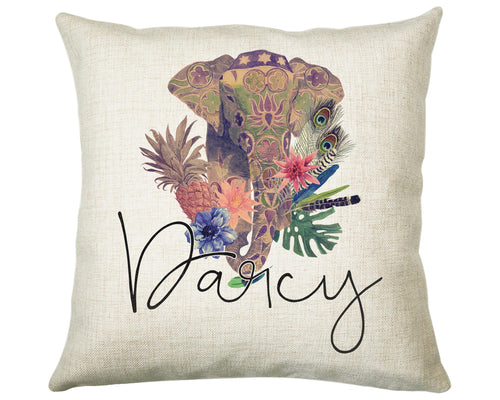 Personalised Elephant Cushion Gift Printed Name Design - Cushion Throw Pillow Gift For Mum Dad Friend Bedroom Birthday Christmas Gift CS048