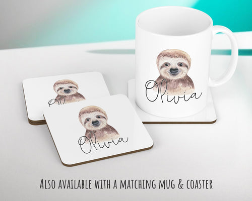 Personalised Sloth Cushion Gift Printed Name Design - Cushion Throw Pillow Gift For Boys Nursery Bedroom Birthday Christmas Gift CS027