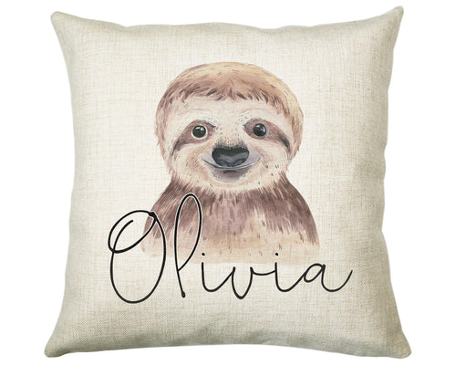 Personalised Sloth Cushion Gift Printed Name Design - Cushion Throw Pillow Gift For Boys Nursery Bedroom Birthday Christmas Gift CS027
