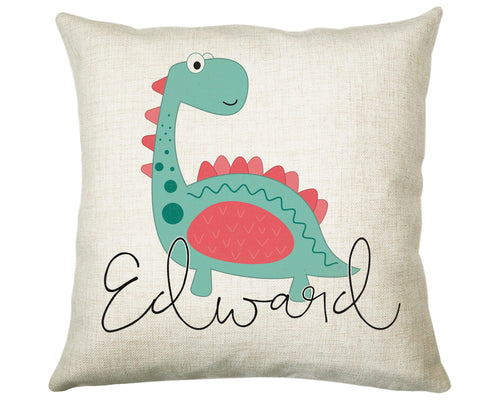 Personalised Dinosaur Cushion Gift Printed Name Design - Cushion Throw Pillow Gift For Boys Nursery Bedroom Birthday Christmas Gift CS010