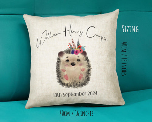 Personalised Hedgehog Cushion Magical Gift Printed Name Design New Baby Gift - Pillow Gift Girls Bedroom Decor For Birthday Gift CS320