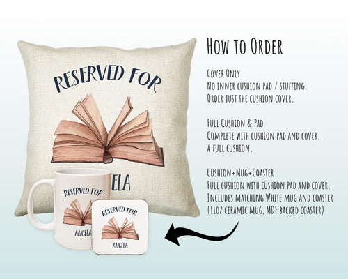 Personalised Book Reading Reserved For Cushion Gift Printed Name Design - Cushion Throw Pillow Gift For Him Her Christmas Gift CS333