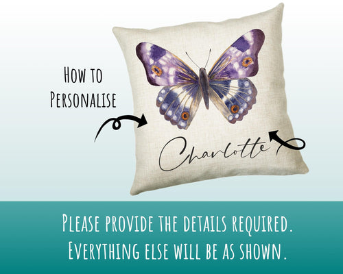 Personalised Butterfly Cushion Magical Gift Printed Name Design - Pillow Gift For Sitting Room Bedroom Decor  Birthday Christmas Gift CS486