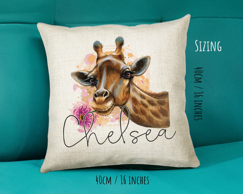 Personalised Giraffe Cushion Gift Printed Name Design - Cushion Throw Pillow Gift For Mum Dad Friend Bedroom Birthday Christmas Gift CS164