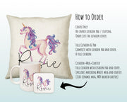 Personalised Unicorn Cushion Gift Printed Name Design - Cushion Throw Pillow Gift For Girls Nursery Bedroom Birthday Christmas Gift CS035