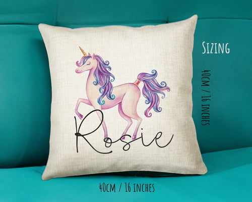 Personalised Unicorn Cushion Gift Printed Name Design - Cushion Throw Pillow Gift For Girls Nursery Bedroom Birthday Christmas Gift CS035