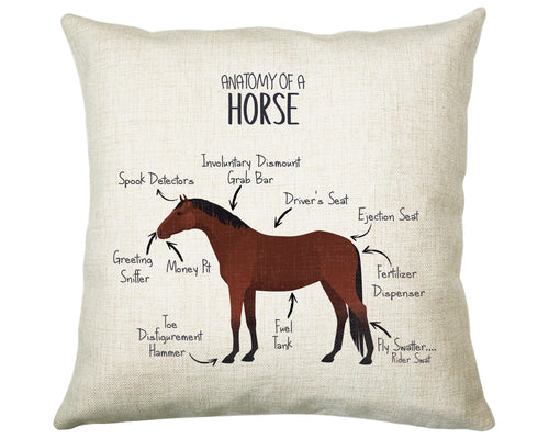 Anatomy of a Horse Pony Funny Gift For Him Or Her Cushion Pillow Bedroom Decor CS456