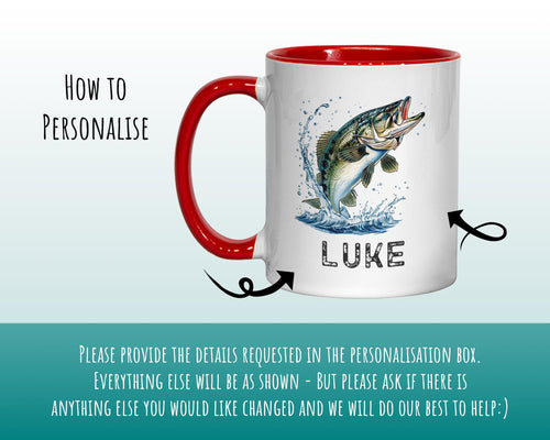 Personalised Fishing Gift Mug - Ceramic Coffee Tea Hot Chocolate Mug Fishing Gift for Fishing Lovers - Secret Santa Gift Idea for Him MG0844