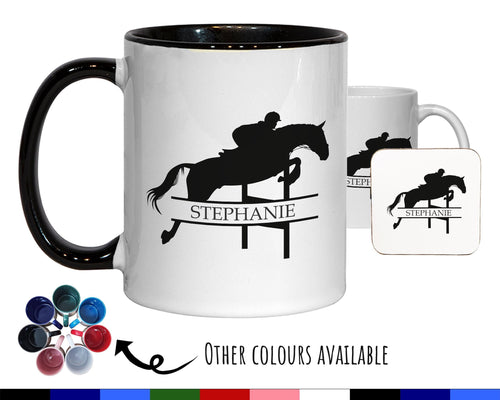 Personalised Horse Jumping Gift Mug - Ceramic Coffee Tea Hot Chocolate Mug Gift for Horse Lovers - Secret Santa Gift for Horse Rider MG0848