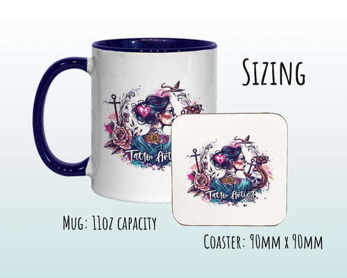 Tattoo Artist Gift Mug - Ceramic Coffee Tea Hot Chocolate Mug Tattooist Gift - Secret Santa Gift Idea for Her Female Tattoo Artist MG0850