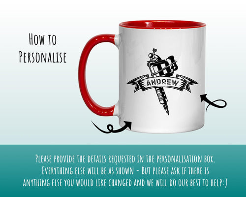 Personalised Tattoo Artist Gift Mug - Ceramic Coffee Tea Hot Chocolate Mug Gift for Tattooist - Secret Santa Gift Idea for Him MG0852
