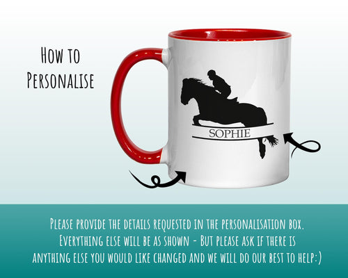 Personalised Horse Jumping Gift Mug - Ceramic Coffee Tea Hot Chocolate Mug Gift for Horse Lovers - Secret Santa Gift for Horse Rider MG0855