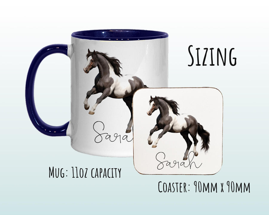 Personalised Horse Gift Mug - Ceramic Coffee Tea Hot Chocolate Mug Gift for Horse Lovers - Secret Santa Gift for Piebald Horse Rider MG0857
