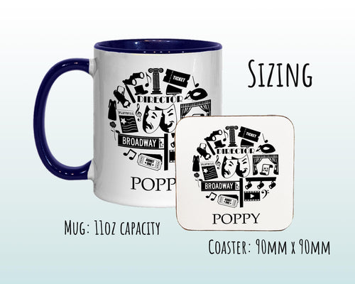 Personalised Theatre Gift Mug - Ceramic Coffee Tea Hot Chocolate Mug Gift for Musical Theatre Lovers - Secret Santa Gift Idea Drama MG0859