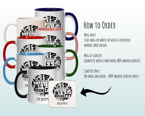 Personalised Theatre Gift Mug - Ceramic Coffee Tea Hot Chocolate Mug Gift for Musical Theatre Lovers - Secret Santa Gift Idea Drama MG0859