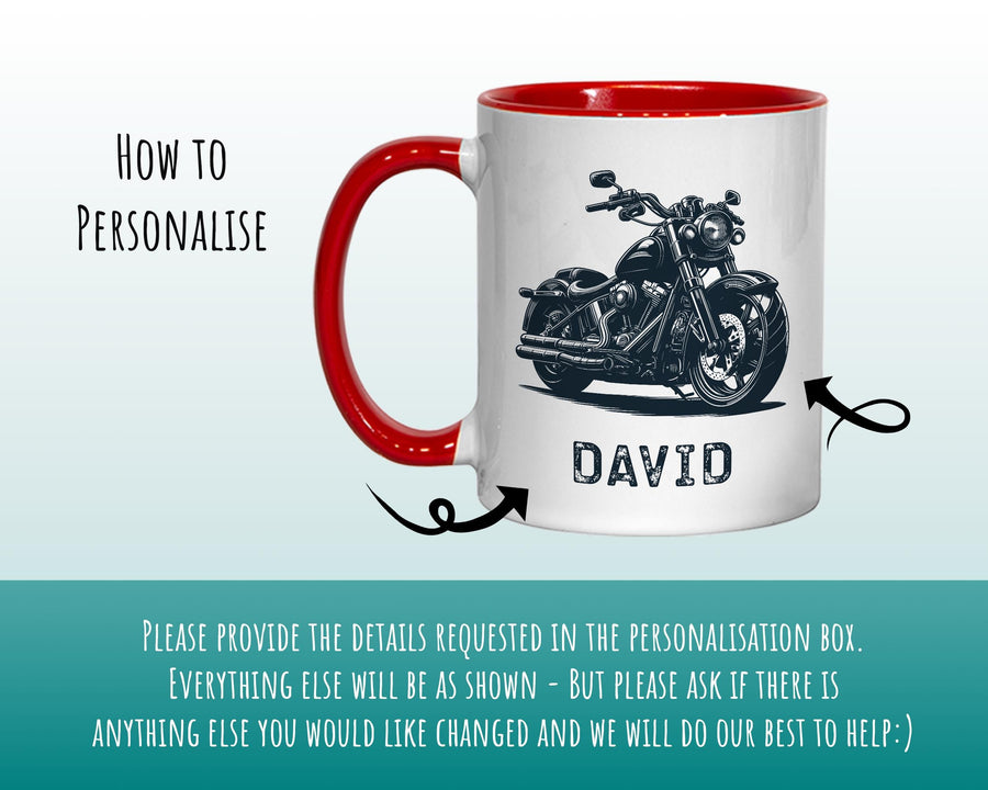 Personalised Motorbike Gift Mug - Ceramic Coffee Tea Hot Chocolate Mug Gift for Motorcycle Lovers - Secret Santa Gift for Bike Rider MG0862
