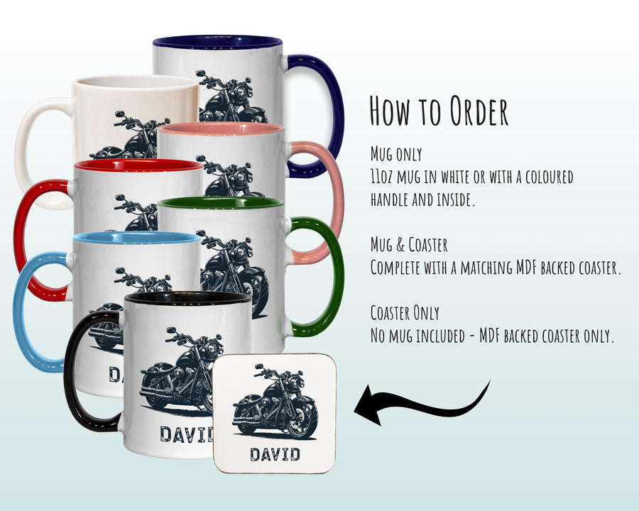 Personalised Motorbike Gift Mug - Ceramic Coffee Tea Hot Chocolate Mug Gift for Motorcycle Lovers - Secret Santa Gift for Bike Rider MG0862