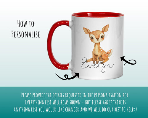 Personalised Deer Gift Mug - Ceramic Coffee Tea Hot Chocolate Mug Gift Baby Deer Lovers - Secret Santa Gift for Wildlife Animal Lover MG0864