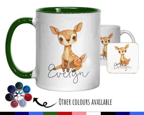 Personalised Deer Gift Mug - Ceramic Coffee Tea Hot Chocolate Mug Gift Baby Deer Lovers - Secret Santa Gift for Wildlife Animal Lover MG0864