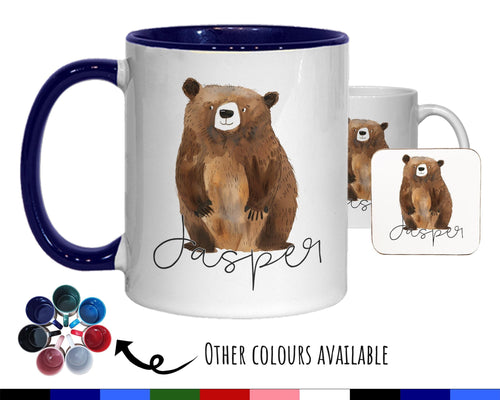 Personalised Bear Gift Mug - Ceramic Coffee Tea Hot Chocolate Mug Coaster Cute Bear Animal Lover - Secret Santa Gift Idea Wild Animal MG0866