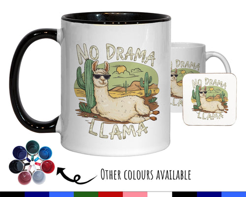 No Drama Llama Gift Mug - Ceramic Coffee Tea Hot Chocolate Mug Coaster Cute Llama Animal Lover Secret Santa Gift Idea for Drama Queen MG0870