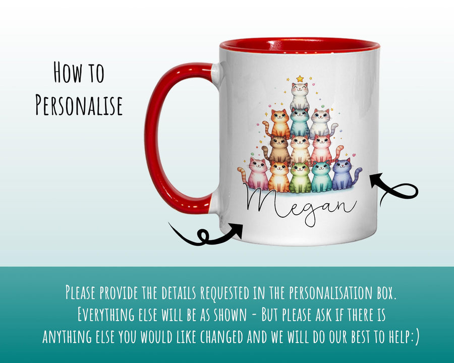 Personalised Cat Lovers Gift Mug - Ceramic Coffee Tea Chocolate Mug Coaster Cat Tower Tree Design for Cat Owner Cat Mum Secret Santa MG0895