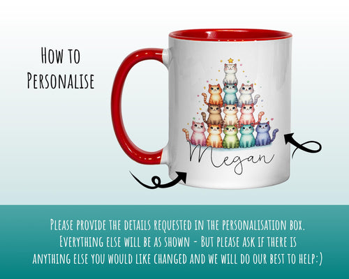 Personalised Cat Lovers Gift Mug - Ceramic Coffee Tea Chocolate Mug Coaster Cat Tower Tree Design for Cat Owner Cat Mum Secret Santa MG0895