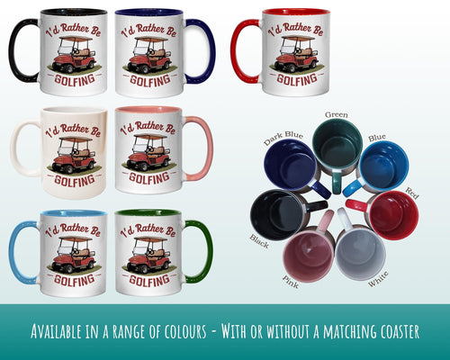 Golf Gift Mug - Ceramic Coffee Tea Hot Chocolate Mug Golfer Gift for Golfing Lovers - Golf Cart Design Secret Santa Gift Idea for Him MG0915