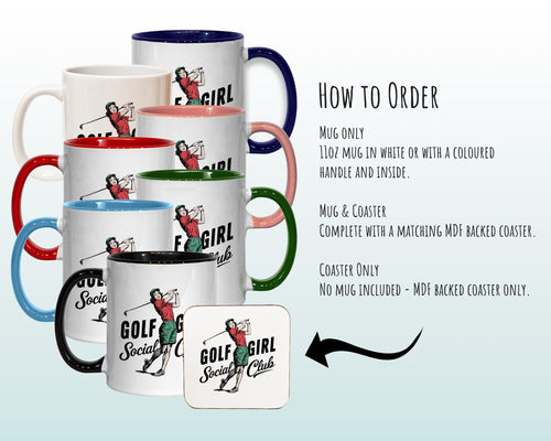 Golf Girl Gift Mug - Ceramic Coffee Tea Hot Chocolate Mug Gift for Woman Golfer - Female Golf Design Secret Santa Gift Idea for Her MG0917