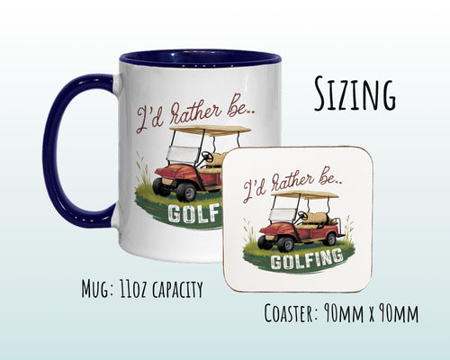 Golf Gift Mug - Ceramic Coffee Tea Hot Chocolate Mug Golfer Gift for Golfing Lovers - Golf Cart Design Secret Santa Gift Idea for Him MG0919
