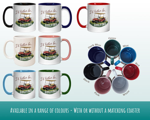 Golf Gift Mug - Ceramic Coffee Tea Hot Chocolate Mug Golfer Gift for Golfing Lovers - Golf Cart Design Secret Santa Gift Idea for Him MG0919